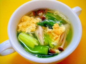 小松菜としめじの卵スープ レシピ 作り方 By Mint74 楽天レシピ
