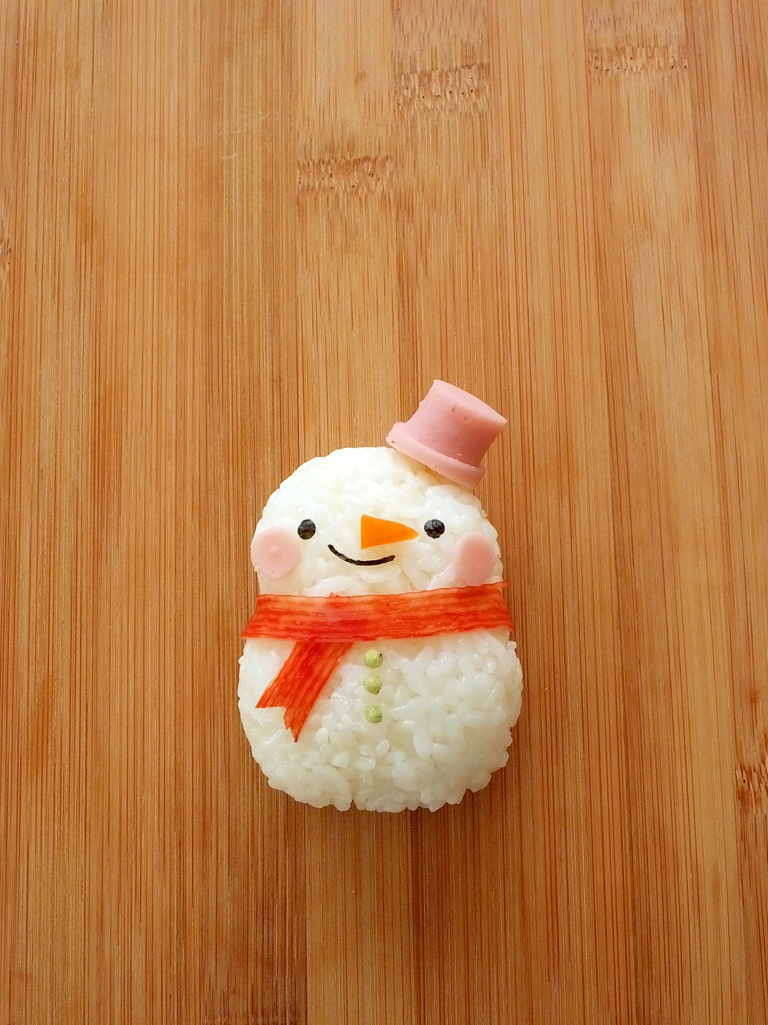 簡単☆キャラ弁　俵おにぎりde雪だるまさん♪