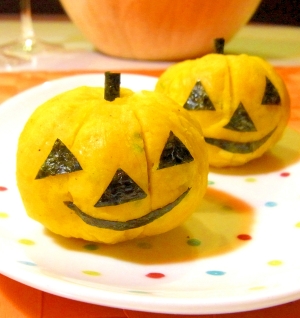 ハロウィンにレンジで簡単 かぼちゃの茶巾 レシピ 作り方 By はなまる子 楽天レシピ